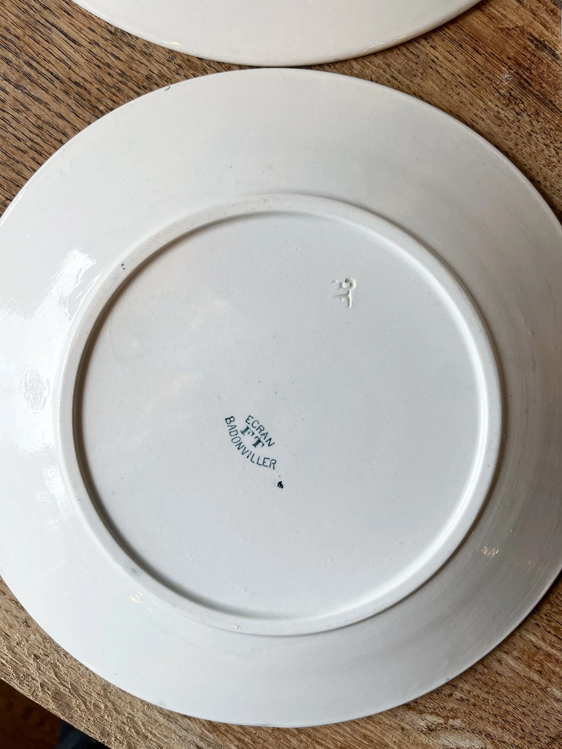 Set of 6 Antique French Ironstone Badonviller Terre de Fer Plates